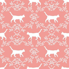 Cat florals silhouette cats pattern sweet pink