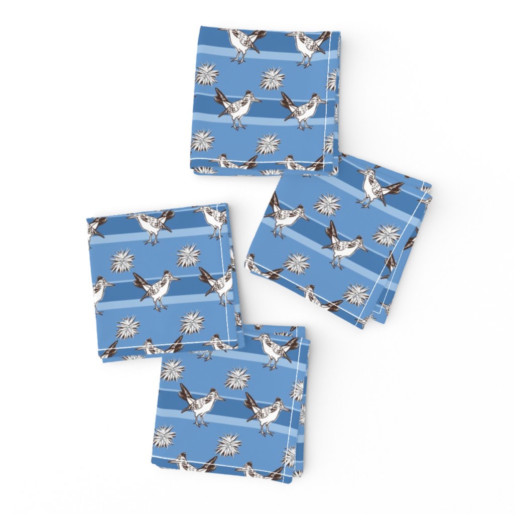 Roadrunner on light blue stripes | small