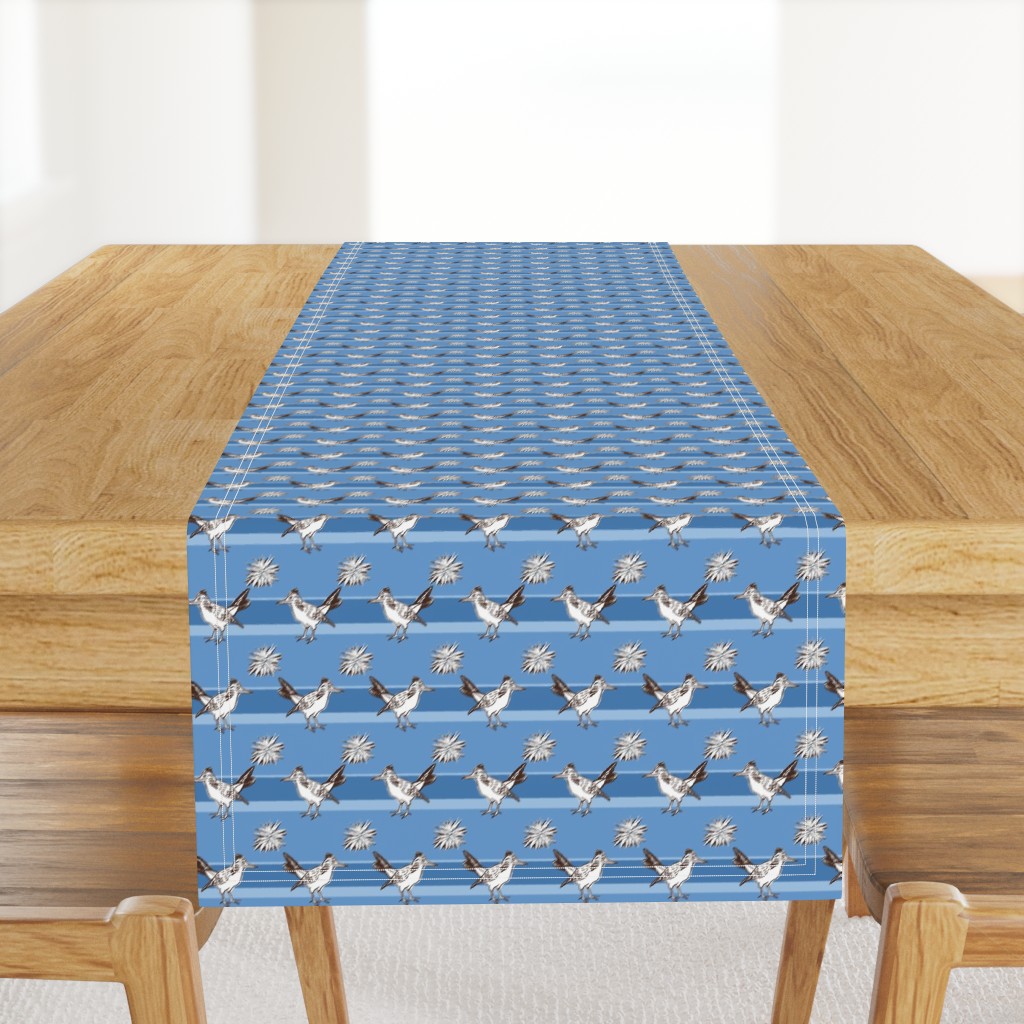 Roadrunner on light blue stripes | small