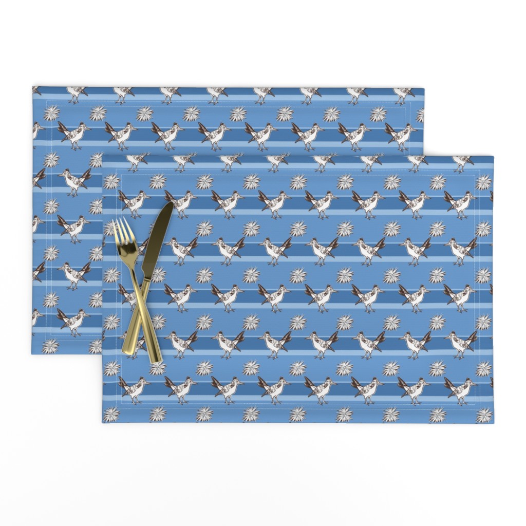 Roadrunner on light blue stripes | small