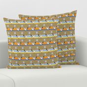 Roadrunner on brown retro stripes | small