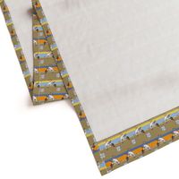 Roadrunner on brown retro stripes | small