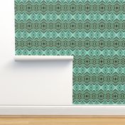 GP20 - Geometric Stripes in Rustic Teal Green Monochrome - Crosswise