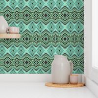 GP20 - Geometric Stripes in Rustic Teal Green Monochrome - Crosswise