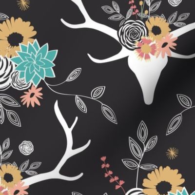 Floral Deer - Black