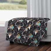 Floral Deer - Black