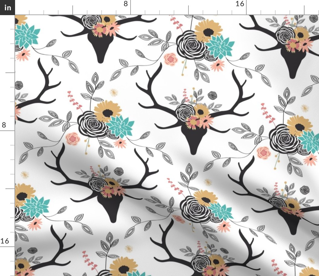 Floral Deer - White