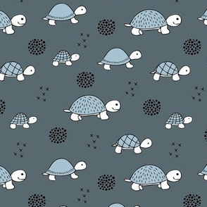 Adorable sea turtle baby animals ocean dream blue gray