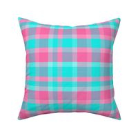 Aqua Turquoise Blue Peach Pink Gray Checkered Plaid