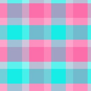 Aqua Turquoise Blue Peach Pink Gray Checkered Plaid