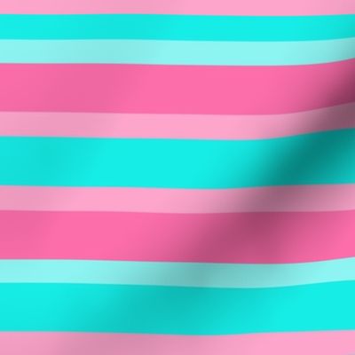 Teal Turquoise Aqua Blue Pink Peach Stripes