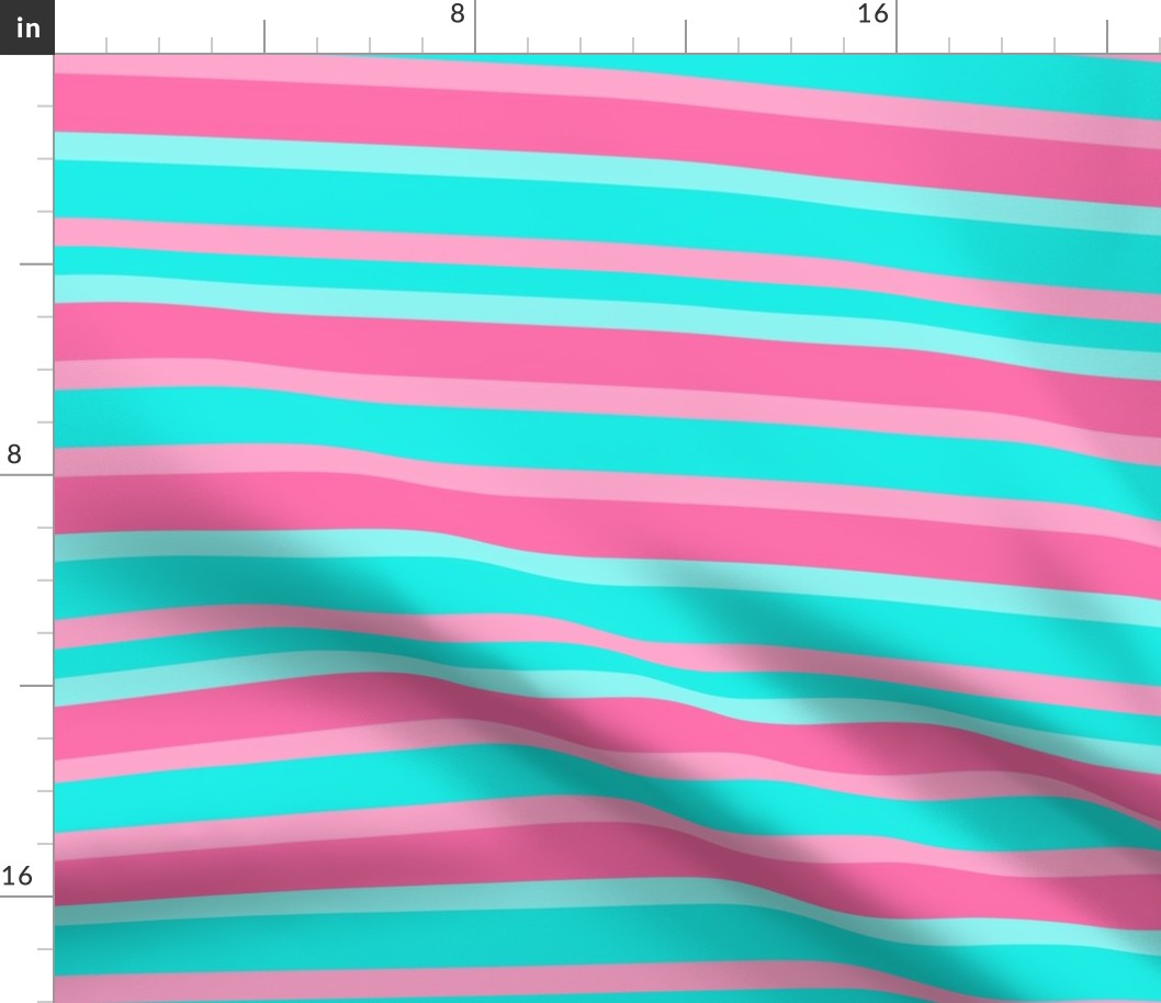 Teal Turquoise Aqua Blue Pink Peach Stripes