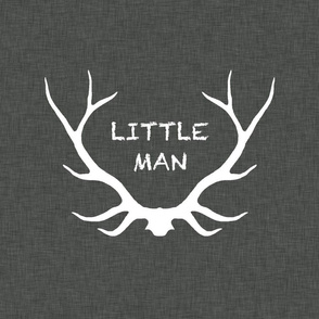 18" Little Man Antlers - White on Dark Grey Linen