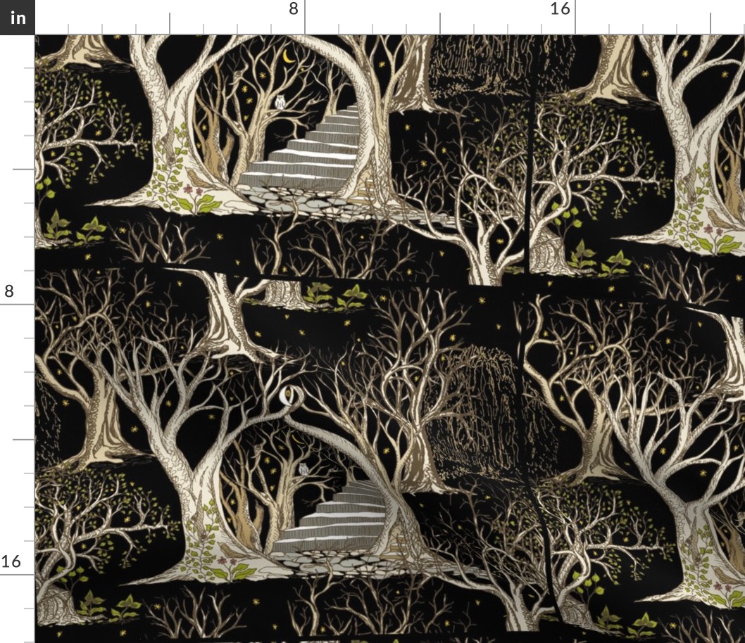 Spooky Trees in the Deep Black Forest - 9 X Medium Size Panels to a Yard