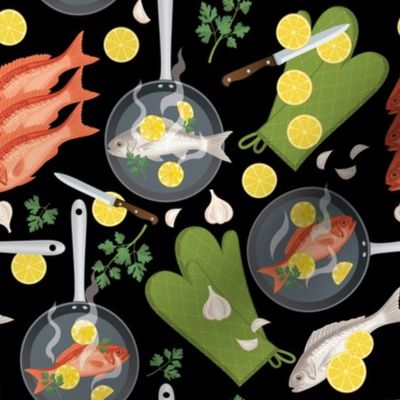 Let’s Eat, Black - Frying Pans Of Fish