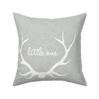 18" Little One Antlers - White on light gray linen