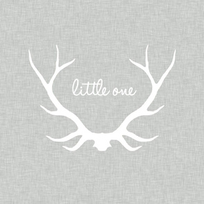 18" Little One Antlers - White on light gray linen