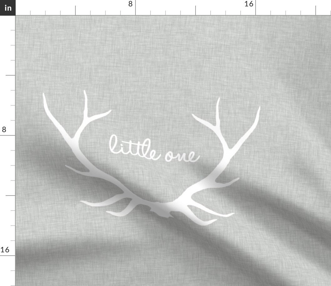 18" Little One Antlers - White on light gray linen