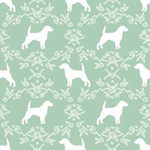 Beagle silhouette florals dog breed pattern mint