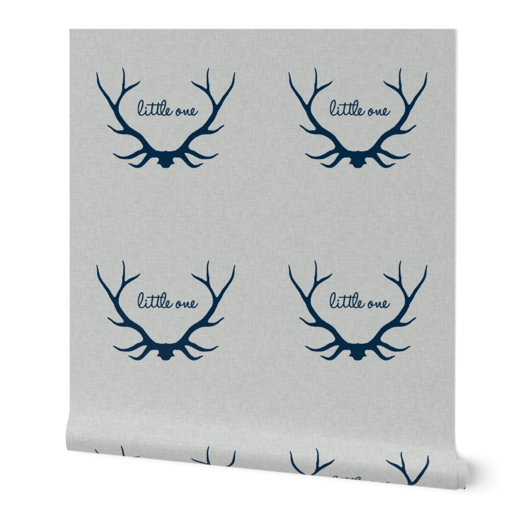 18" Little One - Navy on Light Grey Linen