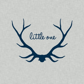 18" Little One - Navy on Light Grey Linen