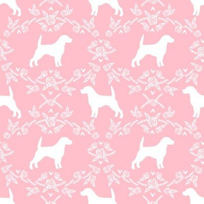 Beagle silhouette florals dog breed pattern pink