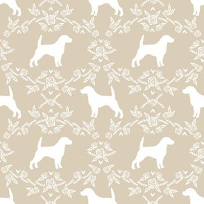 Beagle silhouette florals dog breed pattern sand