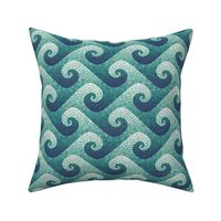 mini wave mosaic - navy, teal, white