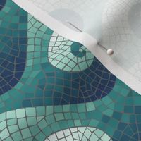 mini wave mosaic - navy, teal, white
