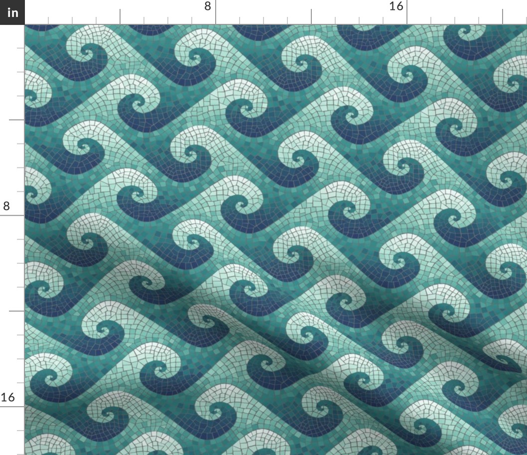 mini wave mosaic - navy, teal, white