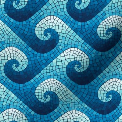 mini wave mosaic - navy, blue, cyan, aqua, white