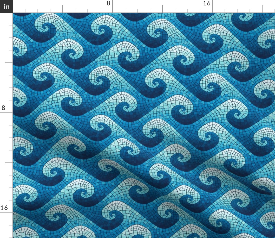 mini wave mosaic - navy, blue, cyan, aqua, white