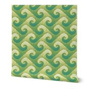 mini wave mosaic - teal, green, yellow, white 