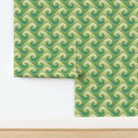 mini wave mosaic - teal, green, yellow, white 