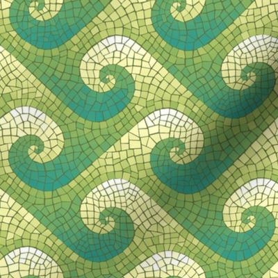 mini wave mosaic - teal, green, yellow, white 