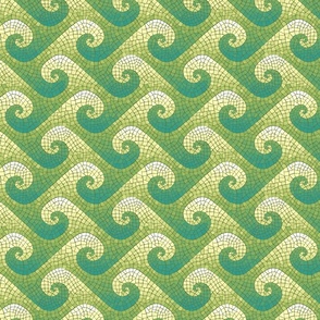 mini wave mosaic - teal, green, yellow, white 