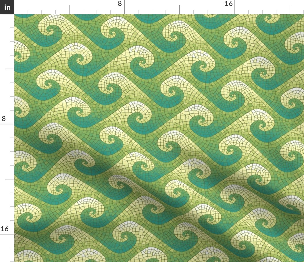 mini wave mosaic - teal, green, yellow, white 