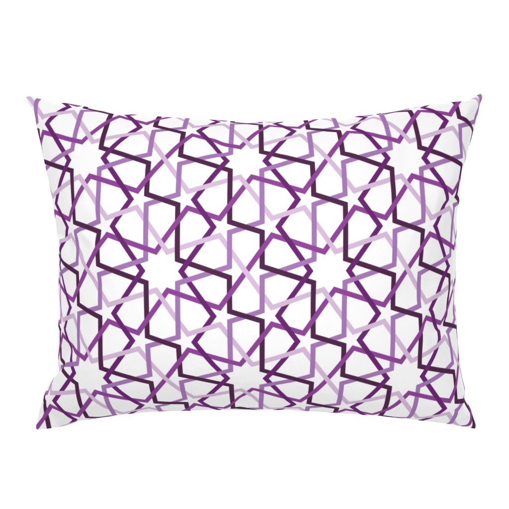 Fivefold geometric continuous lines and stars in purple