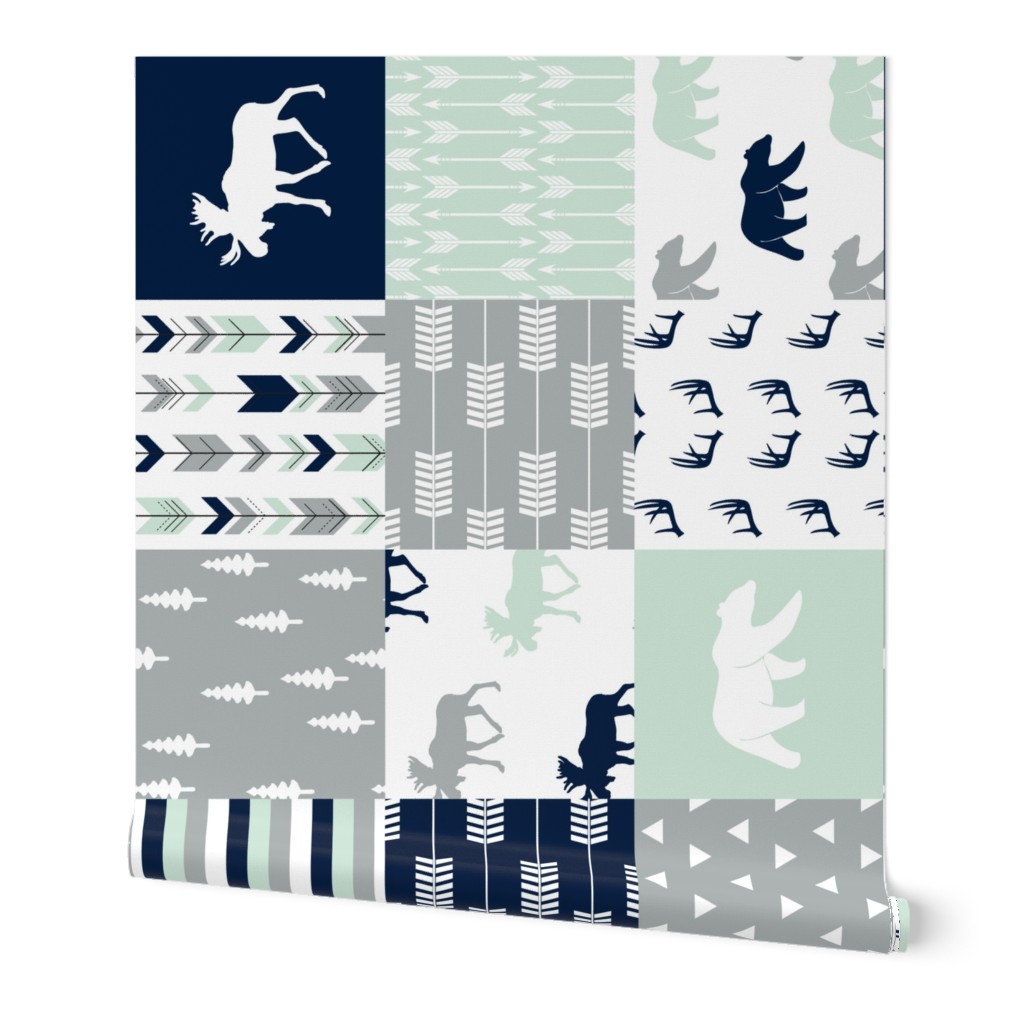 northern lights patchwork wholecloth || bear and moose (90)