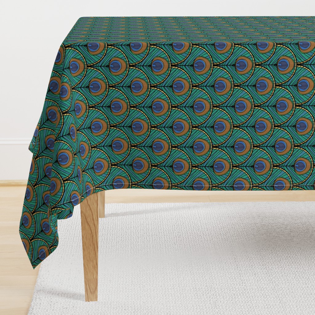 Glitzy Peacock Art Deco Fan Pattern