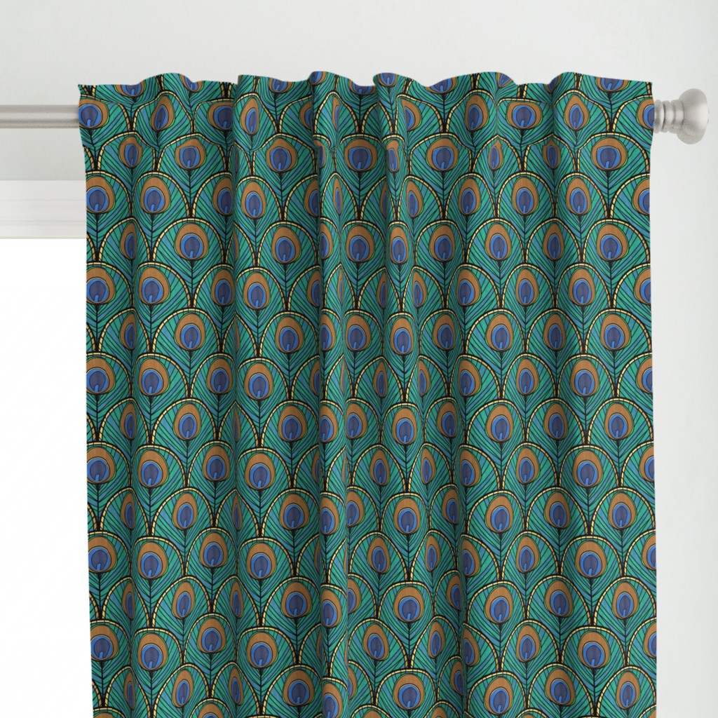 Glitzy Peacock Art Deco Fan Pattern