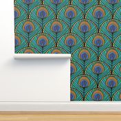 Glitzy Peacock Art Deco Fan Pattern