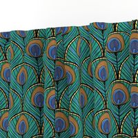 Glitzy Peacock Art Deco Fan Pattern