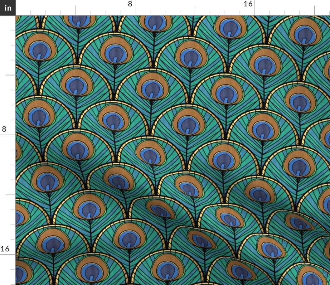 Glitzy Peacock Art Deco Fan Pattern