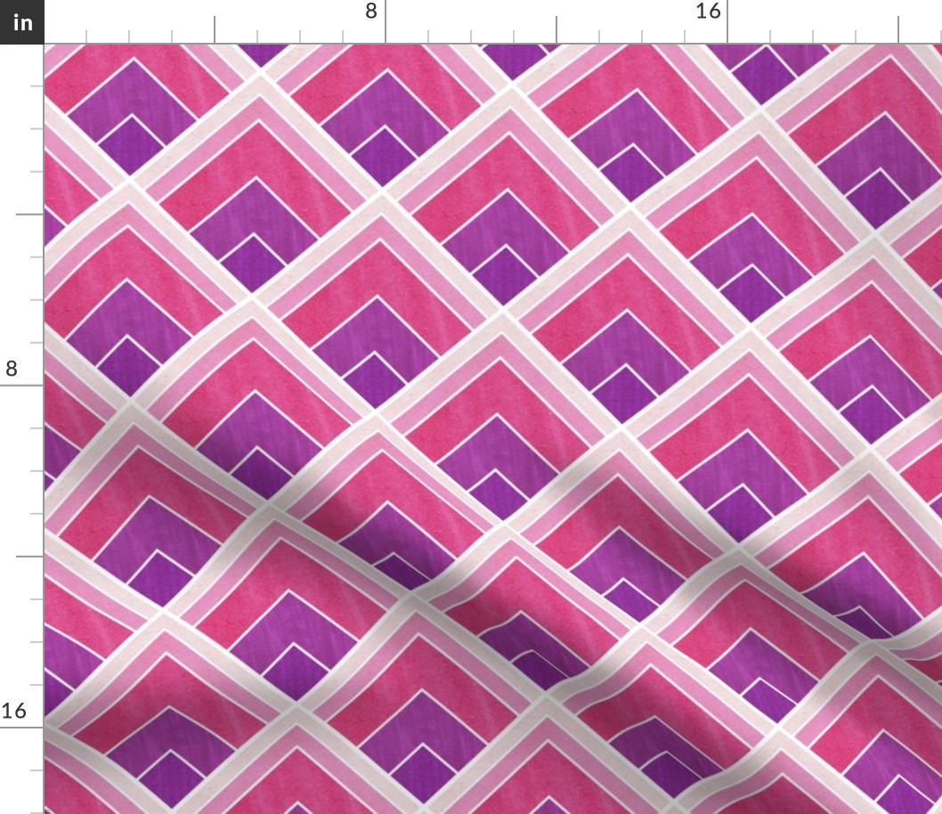 Purple and Pink, Square Art Deco Pattern