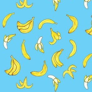 Illustrated Bananas in Blue