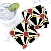 Black, White, Gold and Garnet Art Deco fan