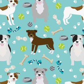 pitbull dog fabric dogs and dog toys design pitbulls fabric - light blue