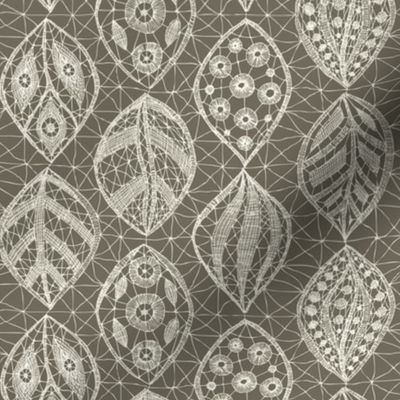 Lace Leaves - Ivory, Clay