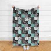 Patchwork Deer - Dark Mint with a Touch of Pink